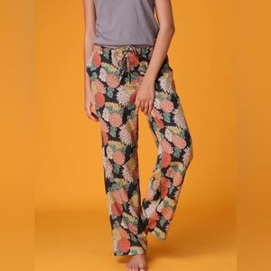 Mahogany floral screen printed cotton pants XL